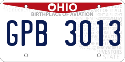 OH license plate GPB3013