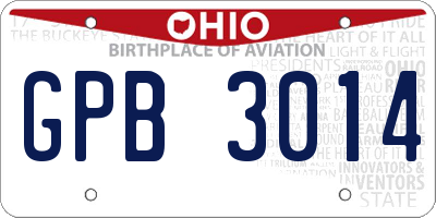 OH license plate GPB3014