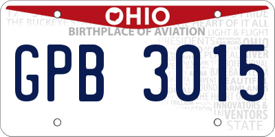 OH license plate GPB3015
