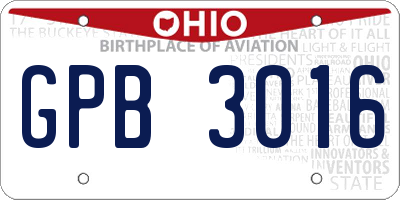 OH license plate GPB3016