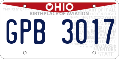 OH license plate GPB3017
