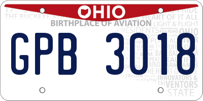 OH license plate GPB3018