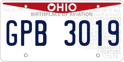 OH license plate GPB3019