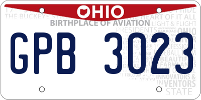 OH license plate GPB3023