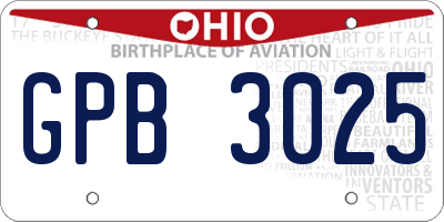 OH license plate GPB3025