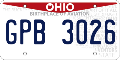 OH license plate GPB3026