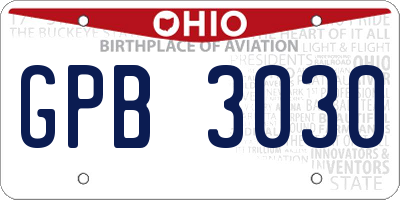 OH license plate GPB3030