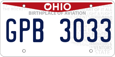 OH license plate GPB3033