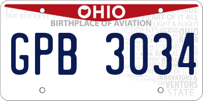 OH license plate GPB3034