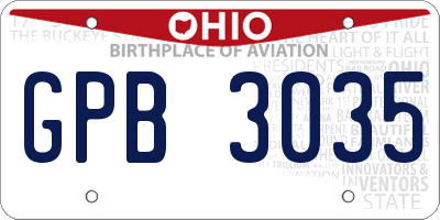 OH license plate GPB3035