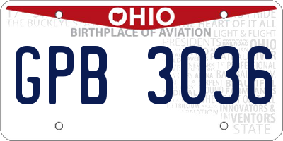 OH license plate GPB3036