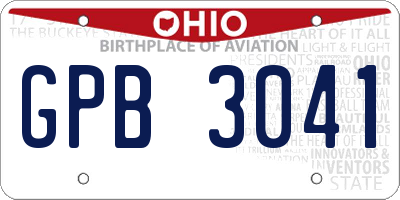OH license plate GPB3041