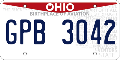 OH license plate GPB3042