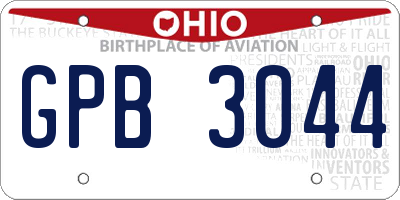 OH license plate GPB3044