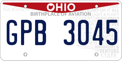OH license plate GPB3045