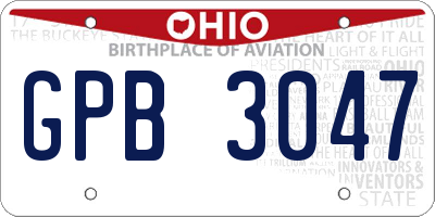 OH license plate GPB3047