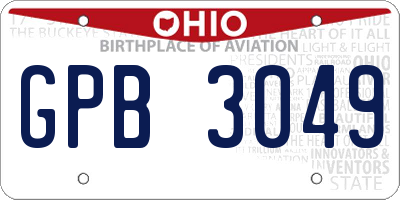 OH license plate GPB3049