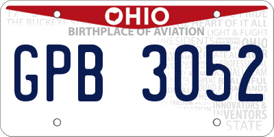 OH license plate GPB3052
