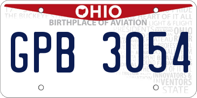 OH license plate GPB3054