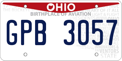 OH license plate GPB3057