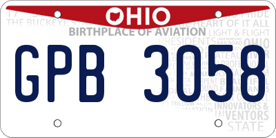 OH license plate GPB3058
