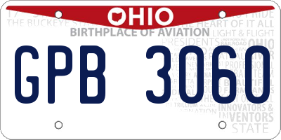OH license plate GPB3060