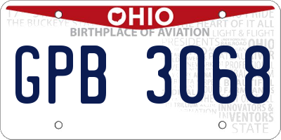 OH license plate GPB3068