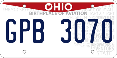 OH license plate GPB3070