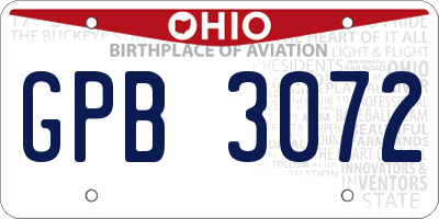 OH license plate GPB3072