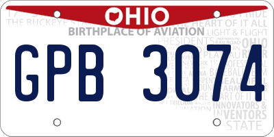 OH license plate GPB3074