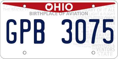 OH license plate GPB3075