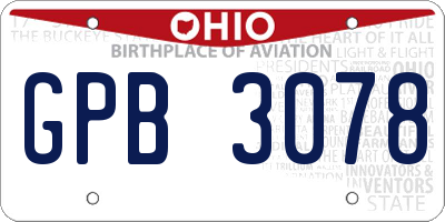 OH license plate GPB3078