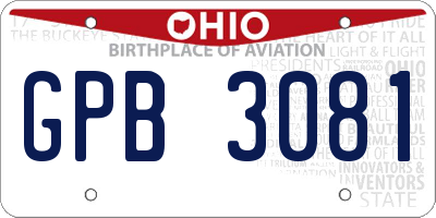 OH license plate GPB3081