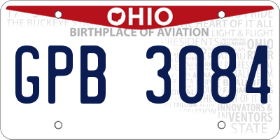 OH license plate GPB3084