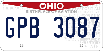 OH license plate GPB3087