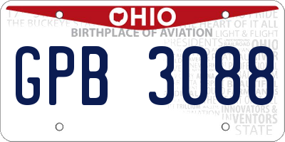 OH license plate GPB3088