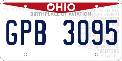 OH license plate GPB3095