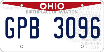 OH license plate GPB3096