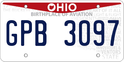 OH license plate GPB3097