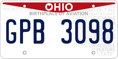 OH license plate GPB3098