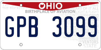 OH license plate GPB3099