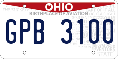 OH license plate GPB3100