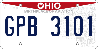 OH license plate GPB3101