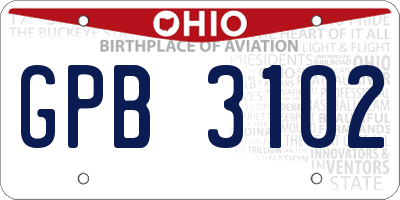 OH license plate GPB3102