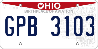 OH license plate GPB3103