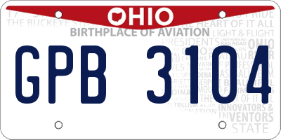 OH license plate GPB3104