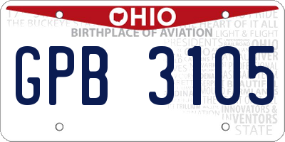 OH license plate GPB3105