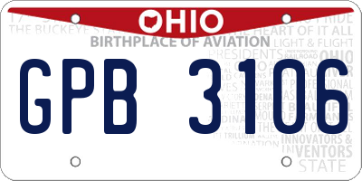OH license plate GPB3106
