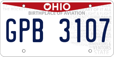 OH license plate GPB3107