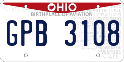 OH license plate GPB3108
